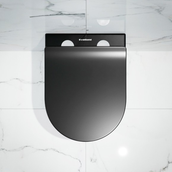 Унитаз подвесной K505BM черный матовый безободковый, сиденье тонкое ДП, крепления 