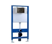 Инсталляция EvaGold 545-4 для подвесного унитаза кнопка пластик квадрат черный матовый 