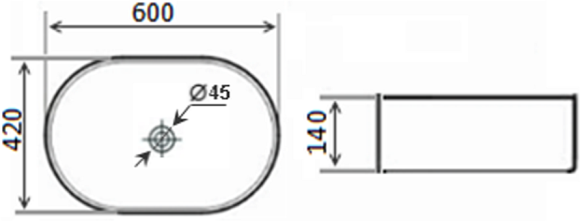 Раковина накладная TIMO KULO TK-405 (60*42*14)