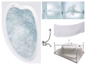 Комплект Акриловая ванна TIMO IVA1595L+Каркас + Слив-перелив+Гидромассаж 6 форсунок+Гидромассаж спины 3 форсунки+Фронтальная панель