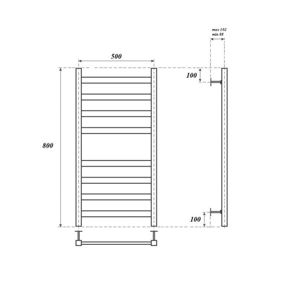Полотенцесушитель электрический Point Меркурий PN83158E П8 500x800 левый/правый, хром Полотенцесушитель электрический Point Меркурий PN83158E П8 500x800 левый/правый, хром