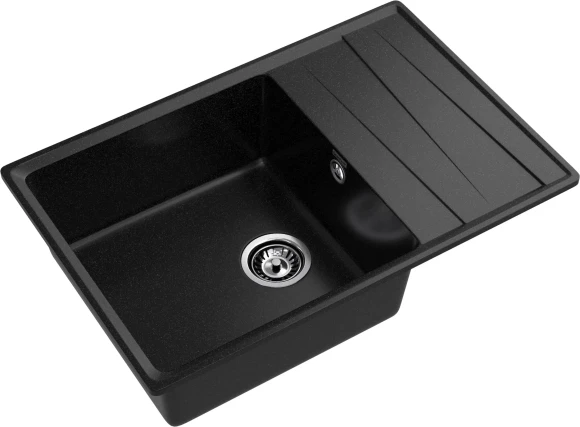 GRANFEST Мойка LEVEL 760L  1-чаша+крыло 760*500 черный арт.GF-