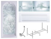 Комплект Акриловая ванна TIMO MIKA1880+Каркас+Слив-перелив+гидромассаж 6 форсунок+фронтальная панель