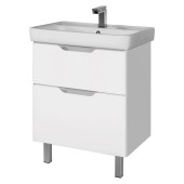 Тумба Q PLUS, 60 см, подвесная/напольная, 2 ящика, с опорами, белый глянец