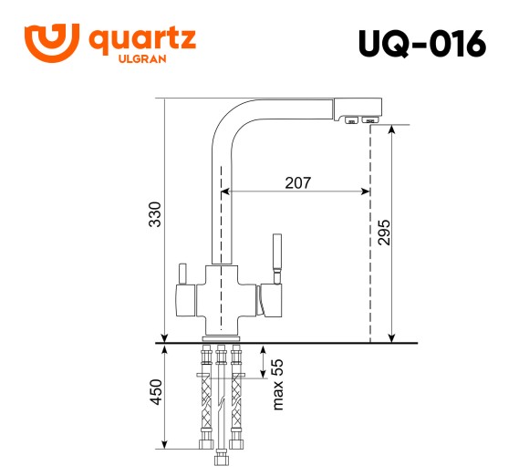 Cмеситель ULGRAN Quartz UQ-016-09, асфальт Cмеситель ULGRAN Quartz UQ-016-09, асфальт