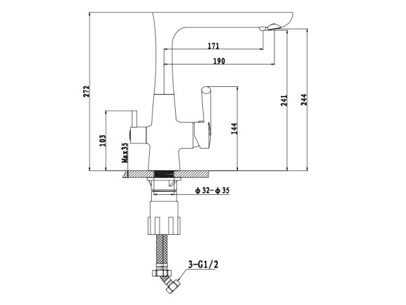 EWIGSTEIN Смеситель для кухни Г-обр. с краном питьевой воды D-40мм черный арт.