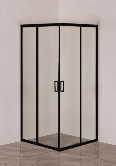 EG3B Душевое ограждение квадрат EvaGold 100х100, профиль черный матовый, прозрачное стекло