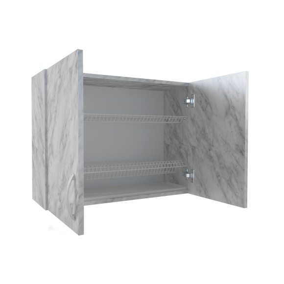 800 Шкаф навесной (для посуды) под сушку - белый мрамор