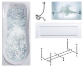 Комплект Акриловая ванна TIMO KATA1570+Каркас + Слив-перелив+Гидромассаж 6 форсунок+Фронтальная панель