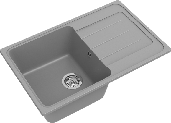 EWIGSTEIN Мойка ELEGANT 50F  1-чаша+крыло 762*480мм серый металлик арт.EW-