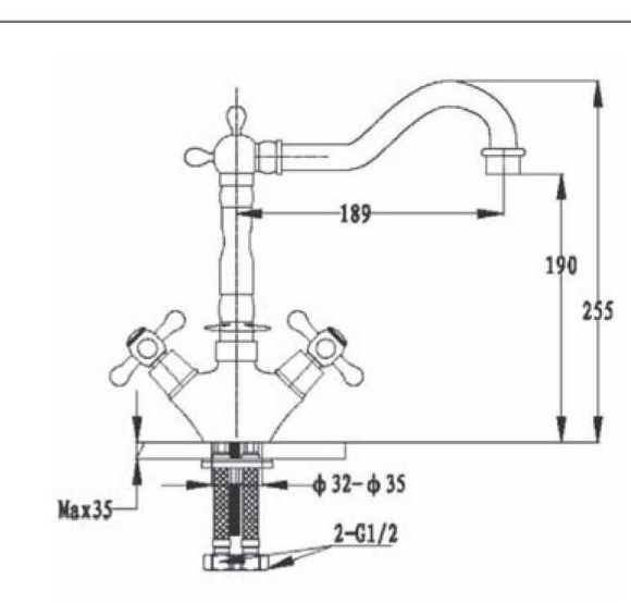 GRANFEST Смеситель для кухни  Ретро двухвентильный бронза арт.