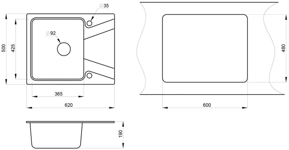 6201, ЧЁРНЫЙ, кухонная мойка, кварц