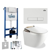 TIMO Комплект 4 в 1 умная электронная крышка биде c подогревом TE-720 + подвесной унитаз + инсталляция + кнопка смыва INARI TIMO Комплект 4 в 1 умная электронная крышка биде c подогревом TE-720 + подвесной унитаз + инсталляция + кнопка смыва INARI