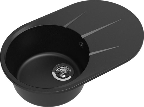 EWIGSTEIN Мойка RUND 50F  1-чаша+крыло 750*480мм черный арт.EW-