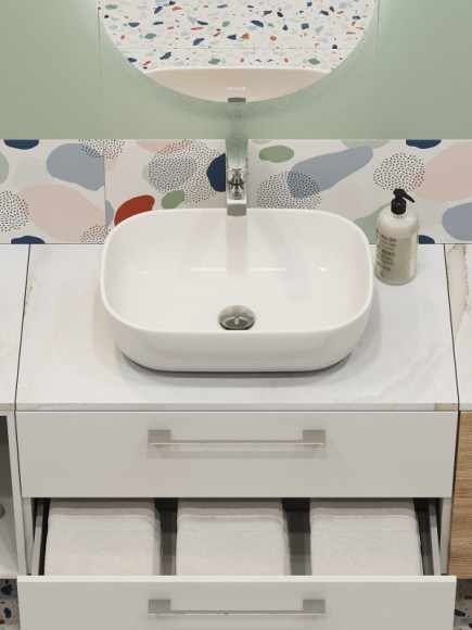 Столешница STONE из керамогранита Aura 60x45x2 светло-серый сатиновый