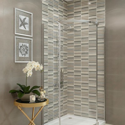 EG4B Душевое ограждение полукруг EvaGold 90х90, профиль черный матовый, прозрачное стекло