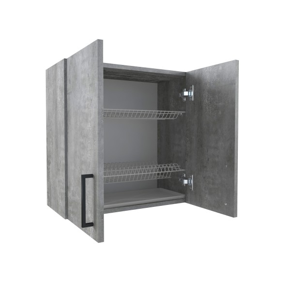 600 Шкаф навесной (для посуды) под сушку - Цемент светлый