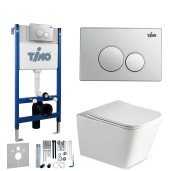 TIMO Комплект 3 в 1 унитаз белый SOLI + инсталляция + кнопка смыва KULO глянцевая хромированная с шумоизоляцией и креплениями TIMO Комплект 3 в 1 унитаз белый SOLI + инсталляция + кнопка смыва KULO глянцевая хромированная с шумоизоляцией и креплениями