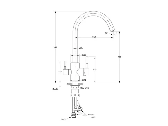 EWIGSTEIN Смеситель для кухни U-обр. с краном питьевой воды D-35мм крем арт.