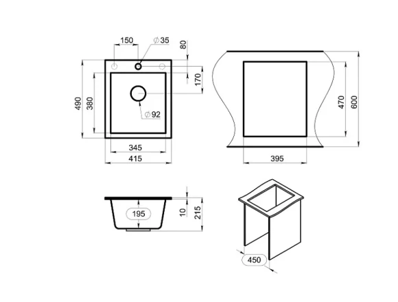 4201, БАЗАЛЬТ, кухонная мойка, кварц