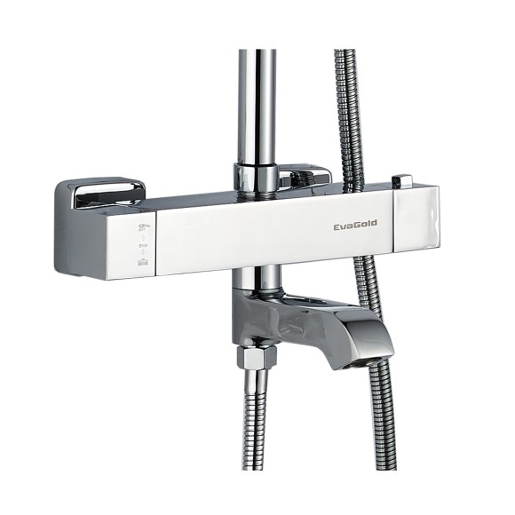 FS03C Душевая стойка со смесителем латунь, хром с терморегуляцией EvaGold FS03C Душевая стойка со смесителем латунь, хром с терморегуляцией EvaGold