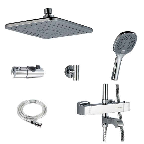 FS03C Душевая стойка со смесителем латунь, хром с терморегуляцией EvaGold FS03C Душевая стойка со смесителем латунь, хром с терморегуляцией EvaGold