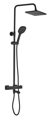 FS03B Душевая стойка со смесителем латунь, черный с терморегуляцией EvaGold FS03B Душевая стойка со смесителем латунь, черный с терморегуляцией EvaGold