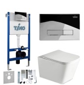TIMO Комплект 3 в 1 унитаз белый SOLI + инсталляция + кнопка смыва INARI глянцевая хромированная с шумоизоляцией и креплениями TIMO Комплект 3 в 1 унитаз белый SOLI + инсталляция + кнопка смыва INARI глянцевая хромированная с шумоизоляцией и креплениями