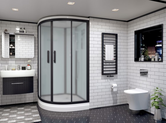 Timo Standart T-6609 Black Fabric душевая кабина (90*90*220), шт