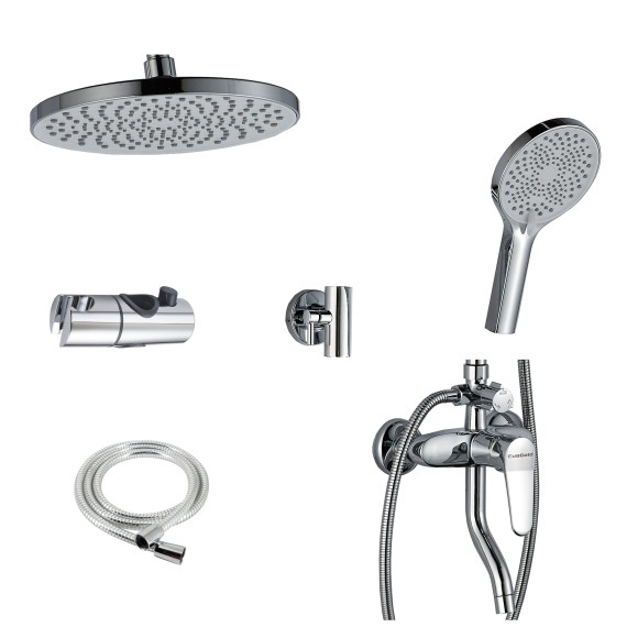 FS04C Душевая стойка со смесителем латунь, хром EvaGold FS04C Душевая стойка со смесителем латунь, хром EvaGold