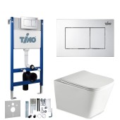 TIMO Комплект 3 в 1 унитаз белый SOLI + инсталляция + кнопка смыва REKO глянцевая хромированная с шумоизоляцией и креплениями TIMO Комплект 3 в 1 унитаз белый SOLI + инсталляция + кнопка смыва REKO глянцевая хромированная с шумоизоляцией и креплениями