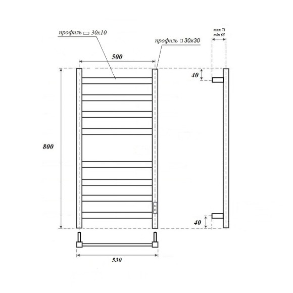 Полотенцесушитель электрический Point Меркурий PN83858W П8 500x800, диммер справа, белый Полотенцесушитель электрический Point Меркурий PN83858W П8 500x800, диммер справа, белый