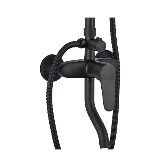 FS04B Душевая стойка со смесителем латунь, черный EvaGold