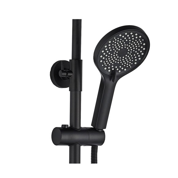 FS04B Душевая стойка со смесителем латунь, черный EvaGold