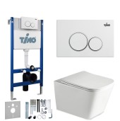 TIMO Комплект 3 в 1 унитаз белый SOLI + инсталляция + кнопка смыва KULO глянцевая белая с шумоизоляцией и креплениями TIMO Комплект 3 в 1 унитаз белый SOLI + инсталляция + кнопка смыва KULO глянцевая белая с шумоизоляцией и креплениями