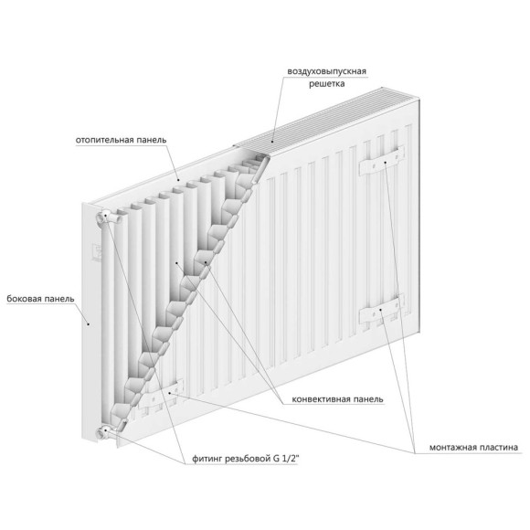 Радиатор стальной панельный LEMAX 22 500*800 ниж. подкл