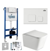 TIMO Комплект 3 в 1 унитаз белый SOLI + инсталляция + кнопка смыва SOLI глянцевая белая с шумоизоляцией и креплениями