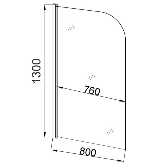 EG5C Душевое ограждение на ванну EvaGold 80*130, профиль хром, прозрачное стекло 