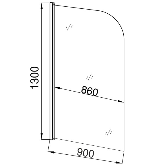 EG5C Душевое ограждение на ванну EvaGold 90*130, профиль хром, прозрачное стекло