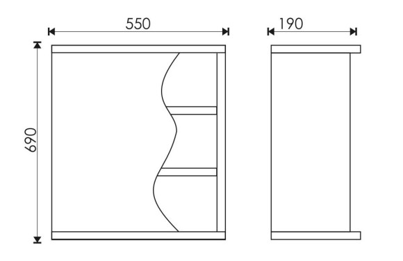 55 Зеркало-шкаф "Wave" 55 (Сосна Карелия) 55 Зеркало-шкаф "Wave" 55 (Сосна Карелия)