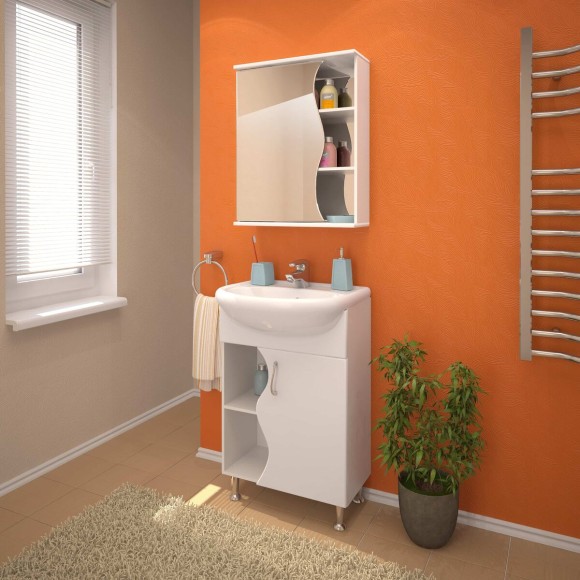 55 Зеркало-шкаф "Wave" 55 (Сосна Карелия) 55 Зеркало-шкаф "Wave" 55 (Сосна Карелия)