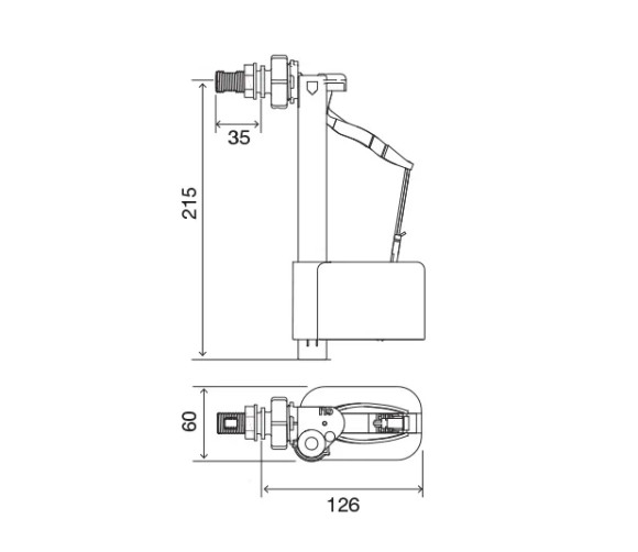 Комплект механизмов OLI (Спуск. кл. Push ECO + Напол. кл. ECO, боковая подводка, 3/8")