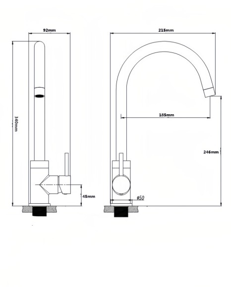 FK01C Смеситель для кухни нержавейка, хром EvaGold