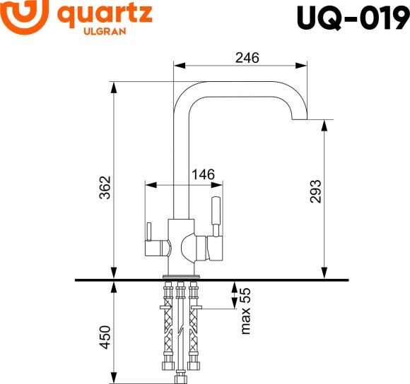 Cмеситель ULGRAN Quartz UQ-019-04, платина Cмеситель ULGRAN Quartz UQ-019-04, платина