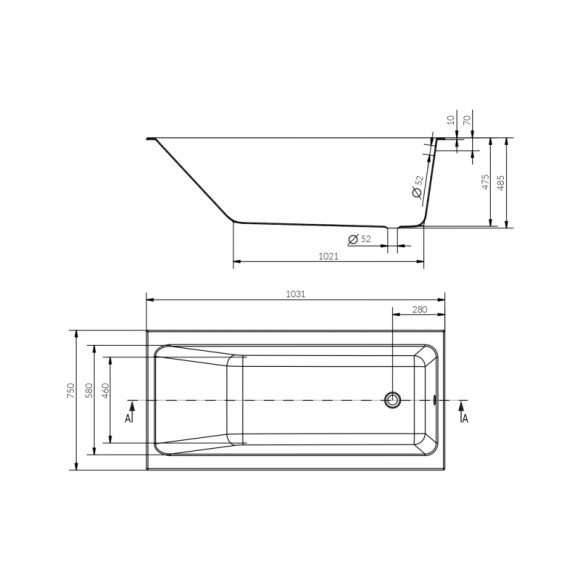 Ванна прямоугольная CREA 160x75 белый