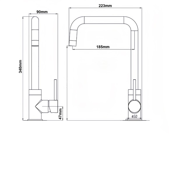 FK02C Смеситель для кухни нержавейка, хром EvaGold