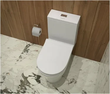 Унитаз-моноблок T1060 безободковый круговой смыв, сиденье тонкое ДП, арматура (с гофрой и подводкой) 