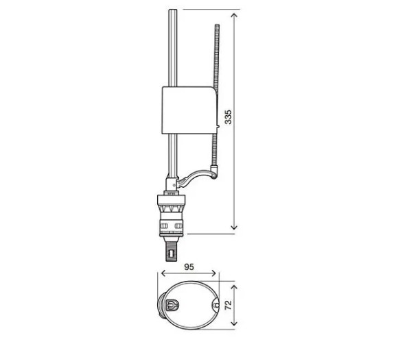 Клапан наполнительный OLI UNI BOTTOM, нижняя подводка, 1/2, пластик, Rus