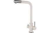 GRANFEST Смеситель для кухни Г-обр. с краном питьевой воды D-35мм белый арт.