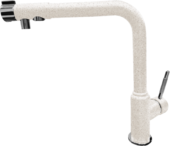 GRANFEST Смеситель для кухни Г-обр. с краном питьевой воды D-35мм белый арт.